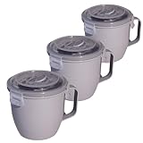 astor24 3er Set Mikrowellen Geschirr - Suppen Tasse - Vorrats Dose Aufbewahrung zum erhitzen, einfrieren mit Deckel und Belüftung BPA frei - mikrowellenfeste Frischhaltedose (Oval)