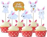 36 Stück Tortendeko, Kaninchen für Easter Thema Bunny Kuchen Deko Cupcake Picks Bunny für Kinder Geburtstag Cake Dekorationen Party