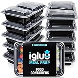 [10er Pack] 2-Fach Meal Prep Container Von Igluu - Essensbox, Lunchbox Mikrowellengeeignet, Spülmaschinenfest Und Wiederverwendbar - Luftdichter Deckelverschluss, BPA Frei