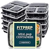 FITPREP - DAS ORIGINAL - 3-Fach Meal Prep Boxen - 10er Pack - inkl. Ebook Rezeptheft, Mikrowellengeeignet, Spülmaschinenfest Wiederverwendbar, BPA Frei