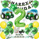 Geburtstagsdeko 2 jahre Junge,Traktor Geburtstag Deko, Luftballon Traktor Deko kindergeburtstag, Folienballon Traktor für Geburtstagdeko Babyshower Jungen